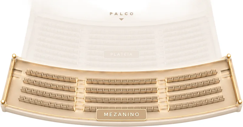 Mezanino em destaque na planta do teatro